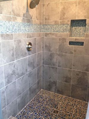 custom shower tile installation flooring wall niche 